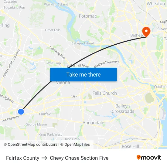 Fairfax County to Chevy Chase Section Five map