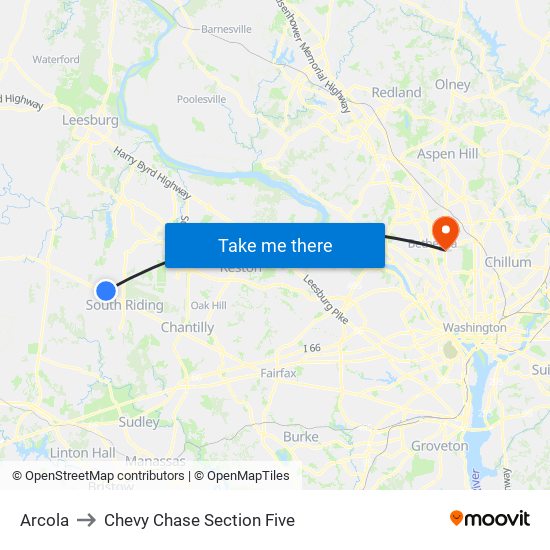 Arcola to Chevy Chase Section Five map