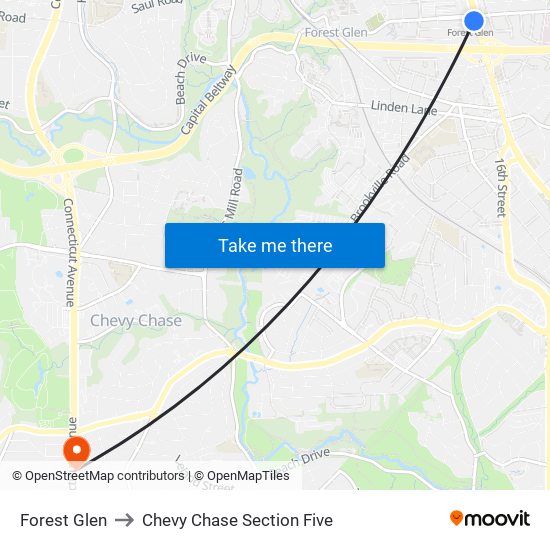 Forest Glen to Chevy Chase Section Five map