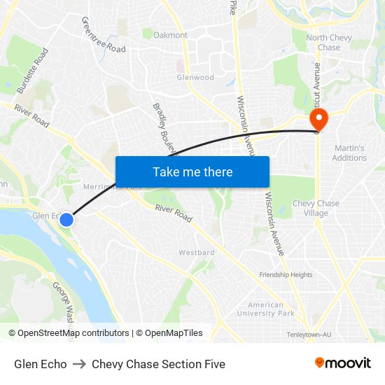 Glen Echo to Chevy Chase Section Five map