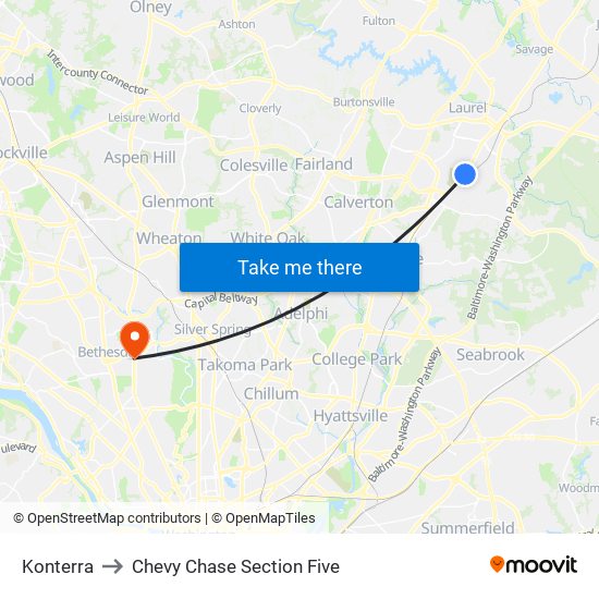 Konterra to Chevy Chase Section Five map