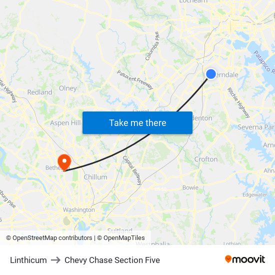 Linthicum to Chevy Chase Section Five map