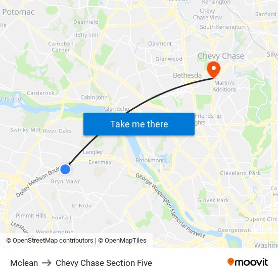 Mclean to Chevy Chase Section Five map