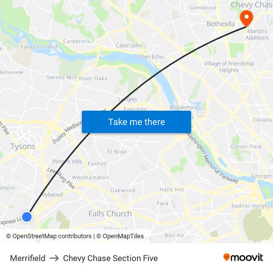 Merrifield to Chevy Chase Section Five map