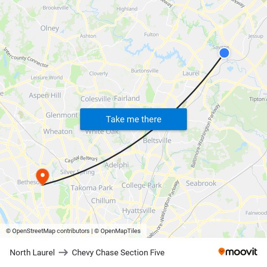 North Laurel to Chevy Chase Section Five map