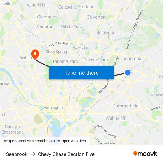 Seabrook to Chevy Chase Section Five map