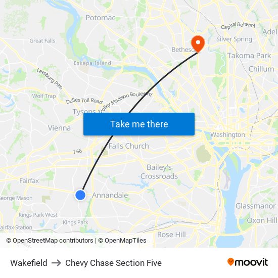 Wakefield to Chevy Chase Section Five map