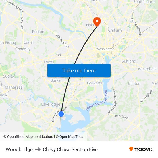 Woodbridge to Chevy Chase Section Five map