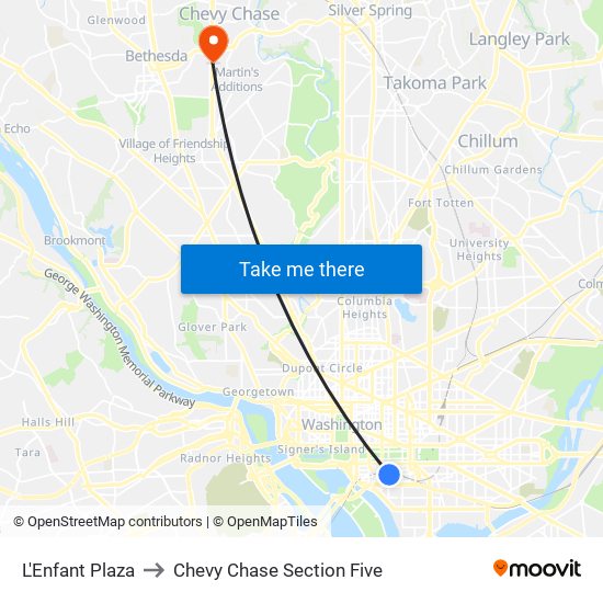 L'Enfant Plaza to Chevy Chase Section Five map