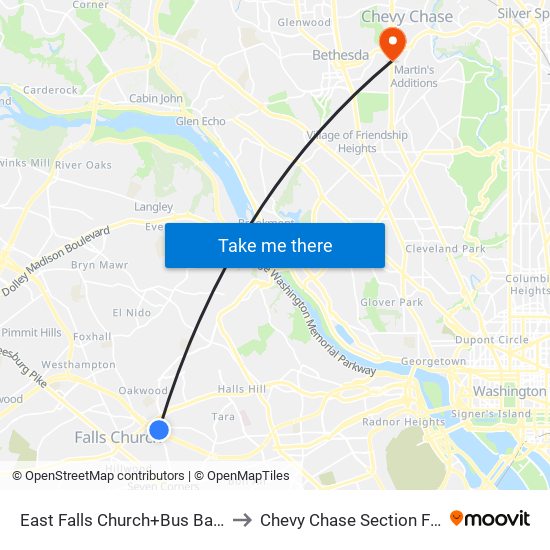 East Falls Church+Bay B to Chevy Chase Section Five map