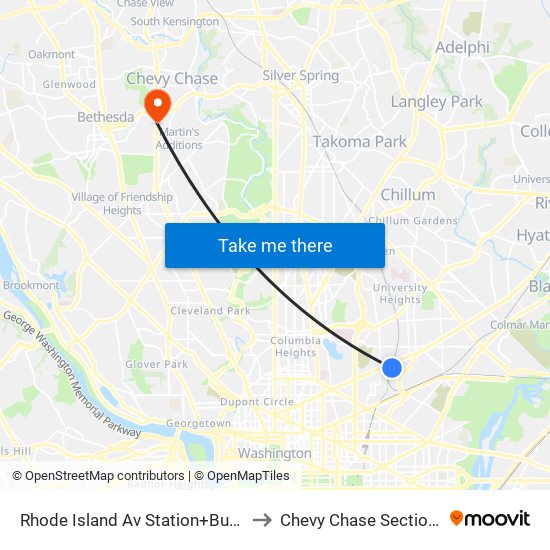 Rhode Island Ave-Brentwood+Bay D to Chevy Chase Section Five map