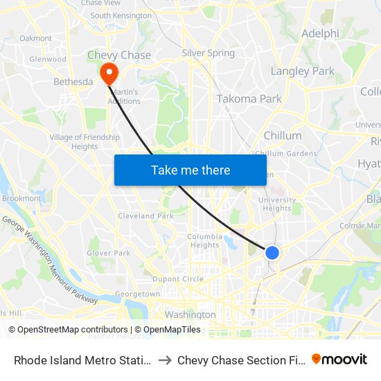 Rhode Island Metro Station to Chevy Chase Section Five map