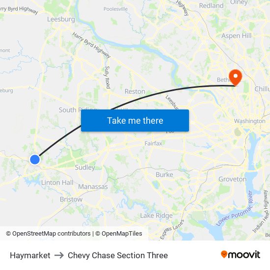 Haymarket to Chevy Chase Section Three map