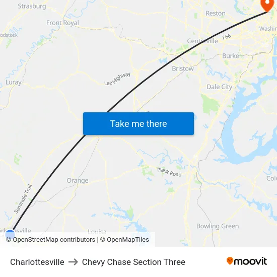 Charlottesville to Chevy Chase Section Three map