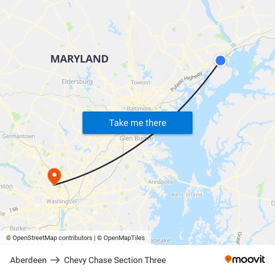 Aberdeen to Chevy Chase Section Three map