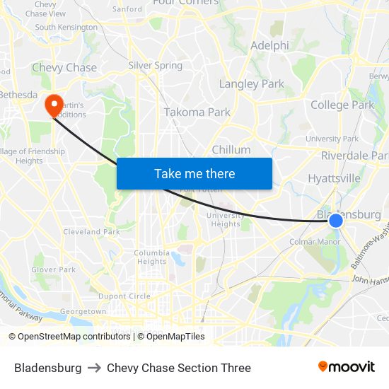 Bladensburg to Chevy Chase Section Three map