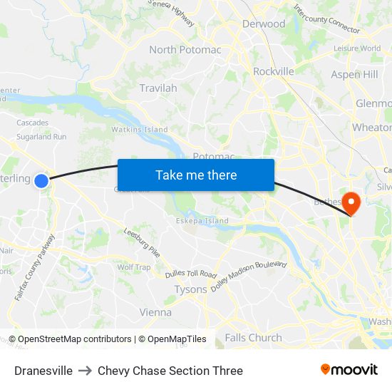 Dranesville to Chevy Chase Section Three map