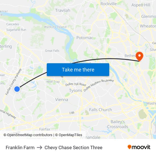 Franklin Farm to Chevy Chase Section Three map