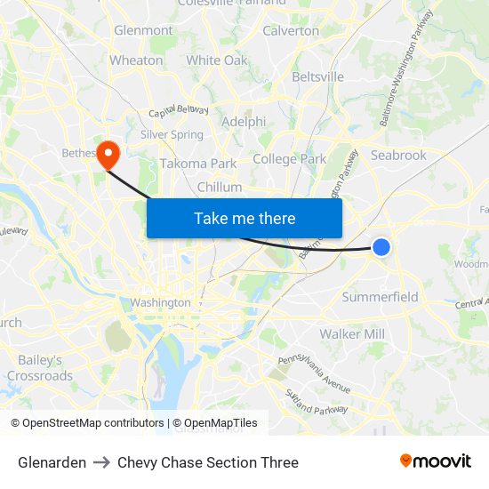 Glenarden to Chevy Chase Section Three map