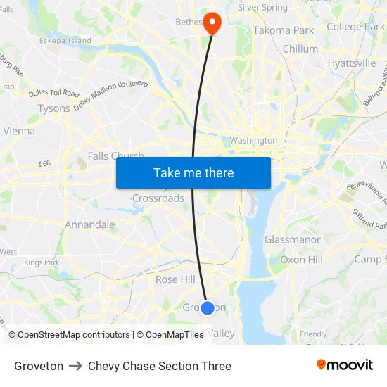 Groveton to Chevy Chase Section Three map