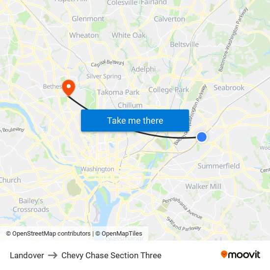 Landover to Chevy Chase Section Three map