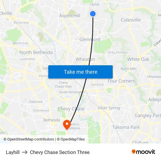 Layhill to Chevy Chase Section Three map