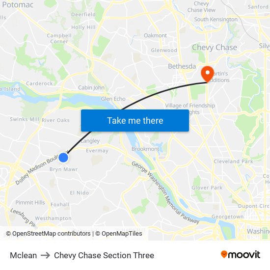 Mclean to Chevy Chase Section Three map