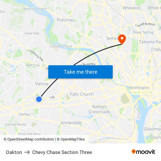 Oakton to Chevy Chase Section Three map