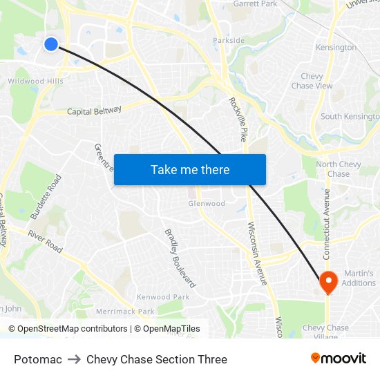 Potomac to Chevy Chase Section Three map