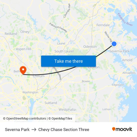 Severna Park to Chevy Chase Section Three map