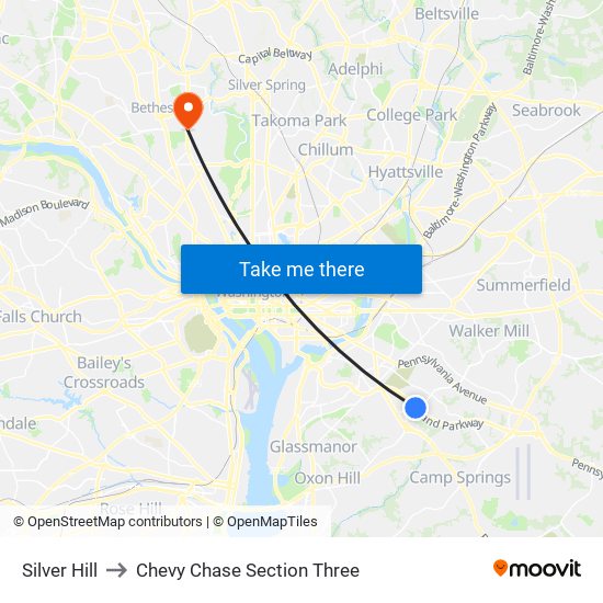 Silver Hill to Chevy Chase Section Three map