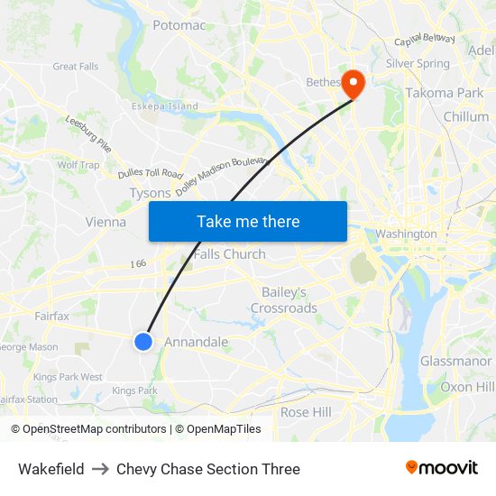 Wakefield to Chevy Chase Section Three map