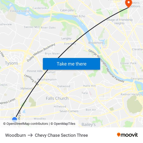 Woodburn to Chevy Chase Section Three map