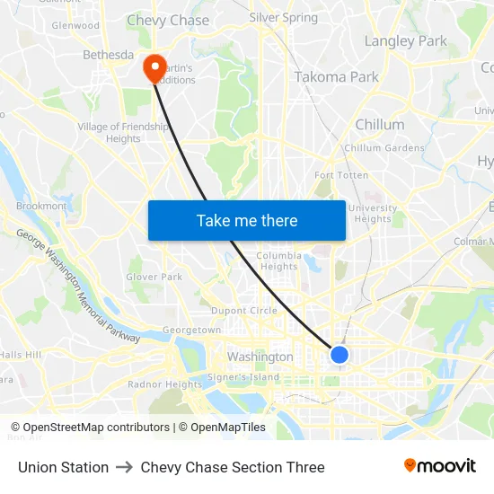 Union Station to Chevy Chase Section Three map