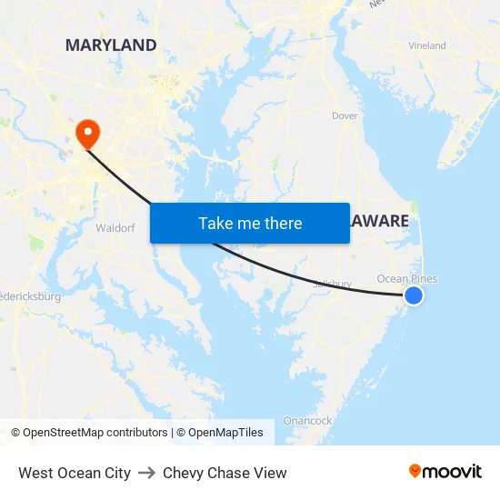 West Ocean City to Chevy Chase View map