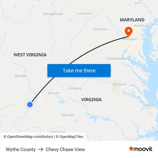 Wythe County to Chevy Chase View map