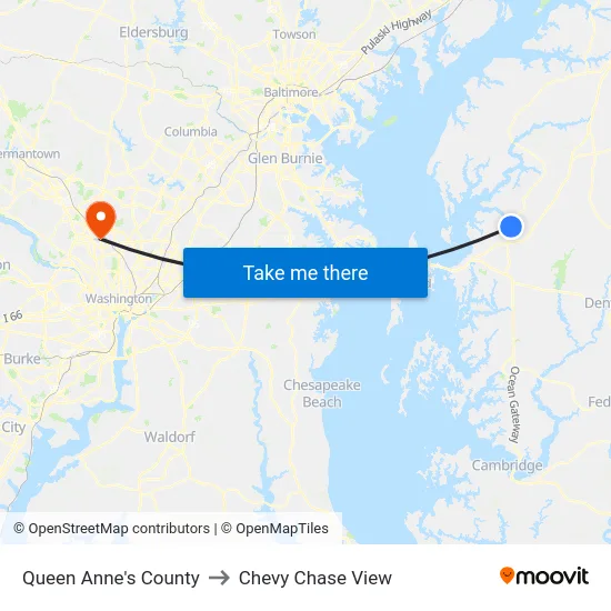 Queen Anne's County to Chevy Chase View map