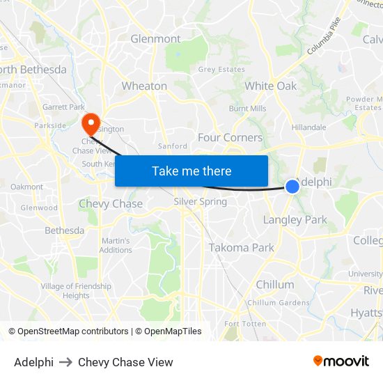 Adelphi to Chevy Chase View map