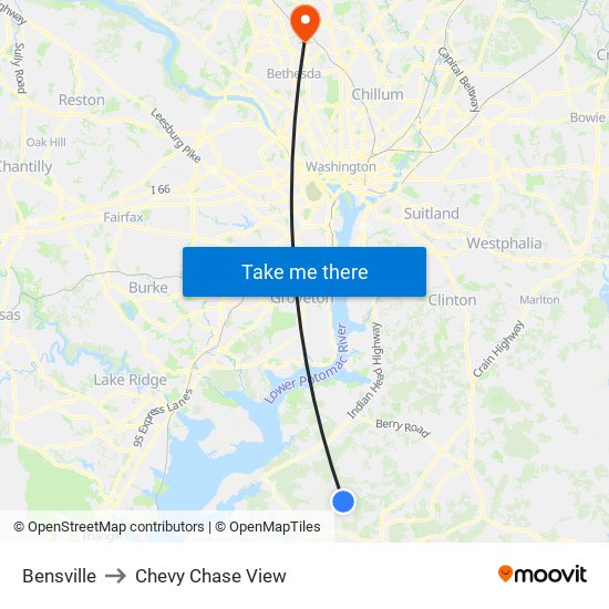 Bensville to Chevy Chase View map