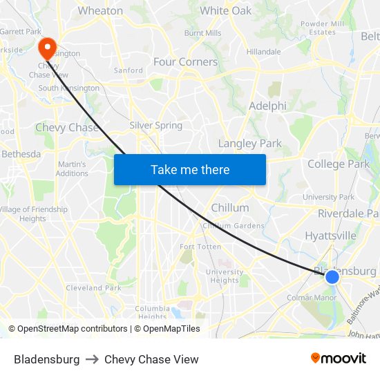 Bladensburg to Chevy Chase View map