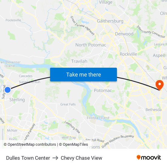 Dulles Town Center to Chevy Chase View map