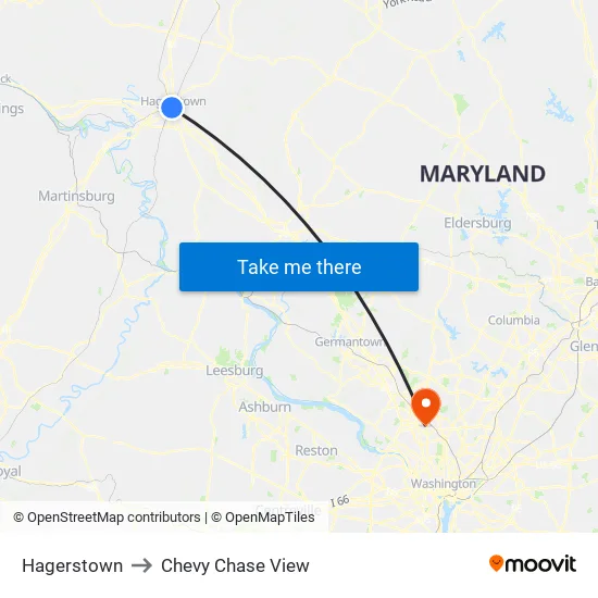 Hagerstown to Chevy Chase View map