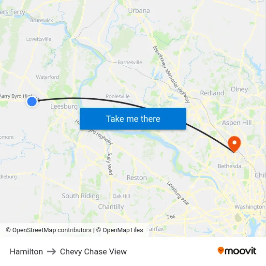 Hamilton to Chevy Chase View map