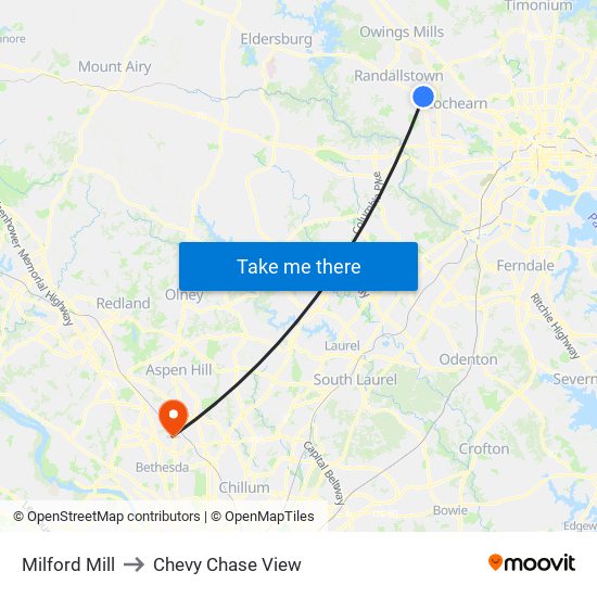 Milford Mill to Chevy Chase View map