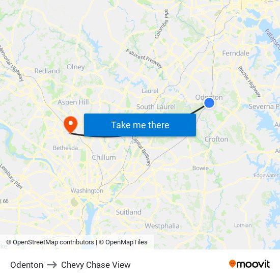 Odenton to Chevy Chase View map