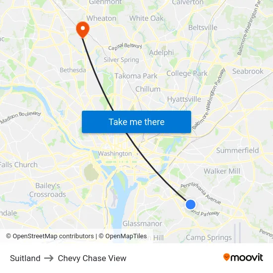 Suitland to Chevy Chase View map