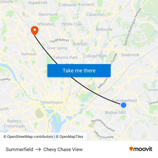 Summerfield to Chevy Chase View map