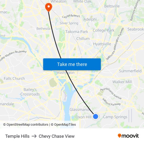 Temple Hills to Chevy Chase View map