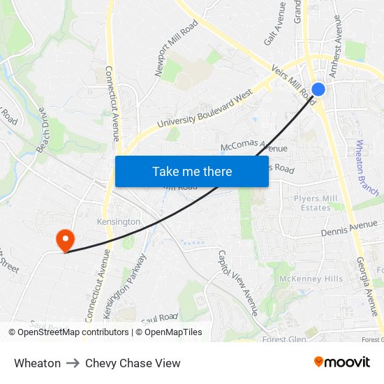 Wheaton to Chevy Chase View map