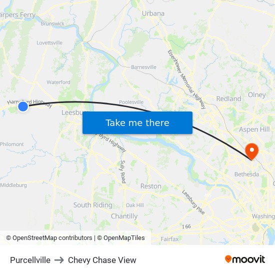Purcellville to Chevy Chase View map